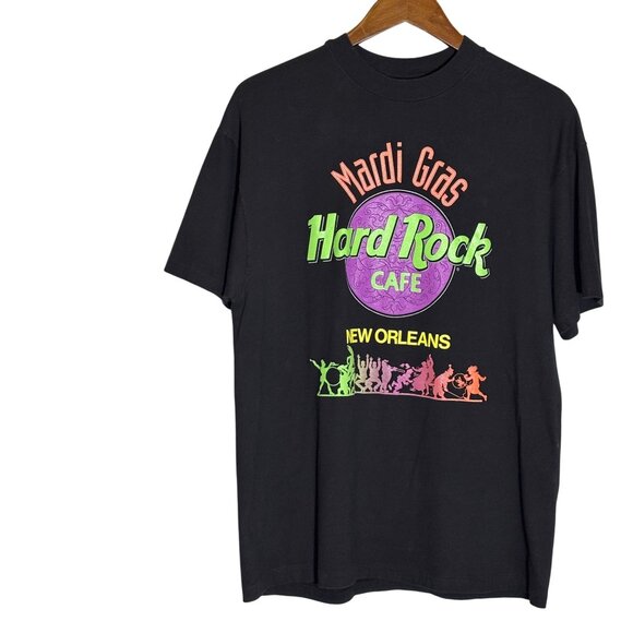 Hanes Other - Vintage Hard Rock Cafe New Orleans Mardi Gras Black T-Shirt L Hanes Beefy-T 100%